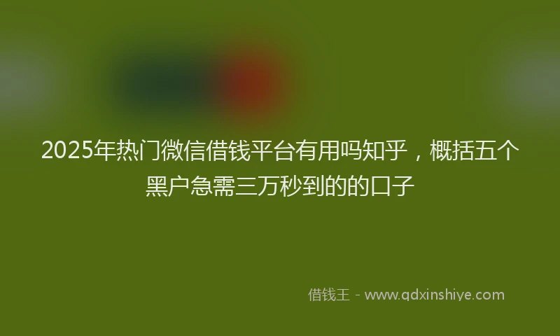 2025年热门微信借钱平台有用吗知乎，概括五个黑户急需三万秒到的的口子