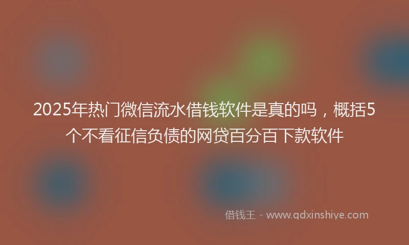 2025年热门微信流水借钱软件是真的吗，概括5个不看征信负债的网贷百分百下款软件