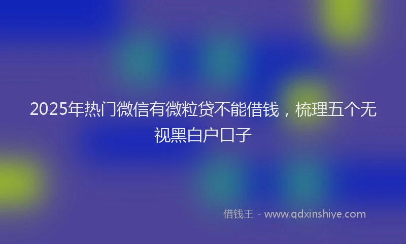2025年热门微信有微粒贷不能借钱，梳理五个无视黑白户口子