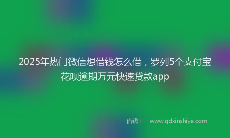 2025年热门微信想借钱怎么借，罗列5个支付宝花呗逾期万元快速贷款app