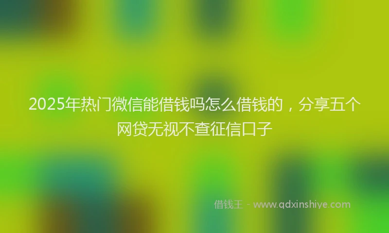 2025年热门微信能借钱吗怎么借钱的，分享五个网贷无视不查征信口子