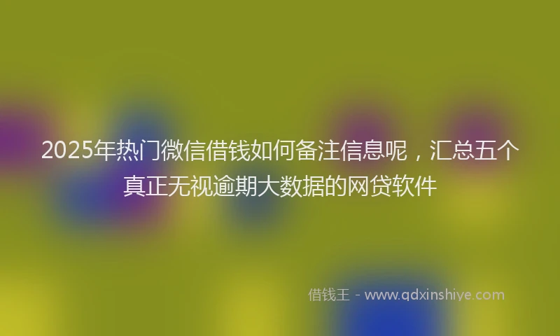 2025年热门微信借钱如何备注信息呢，汇总五个真正无视逾期大数据的网贷软件