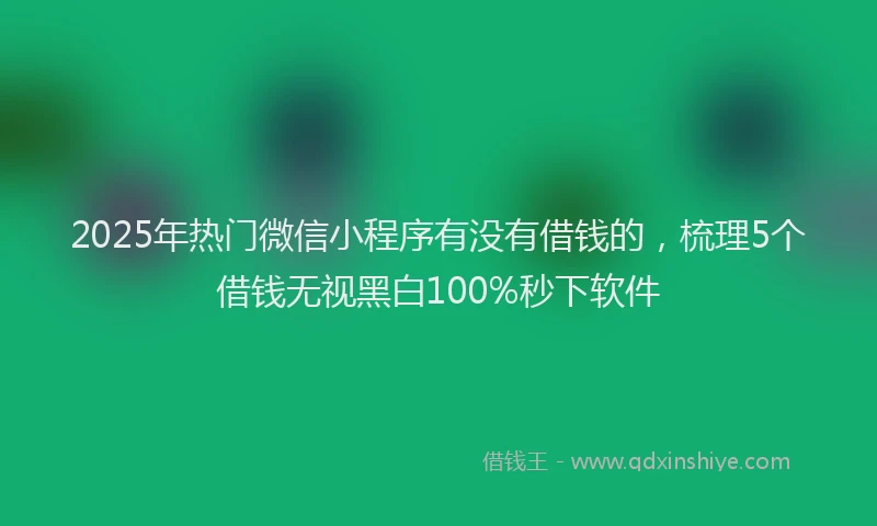 2025年热门微信小程序有没有借钱的，梳理5个借钱无视黑白100%秒下软件