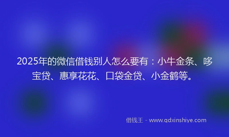 2025年的微信借钱别人怎么要有：小牛金条、哆宝贷、惠享花花、口袋金贷、小金鹤等。