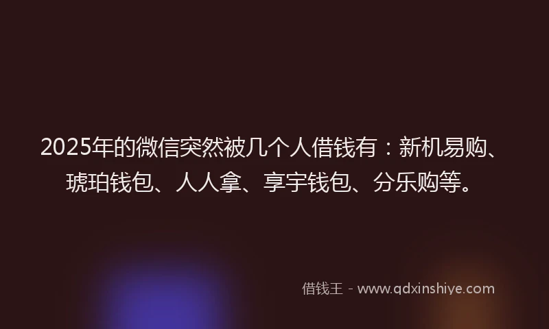 2025年的微信突然被几个人借钱有：新机易购、琥珀钱包、人人拿、享宇钱包、分乐购等。