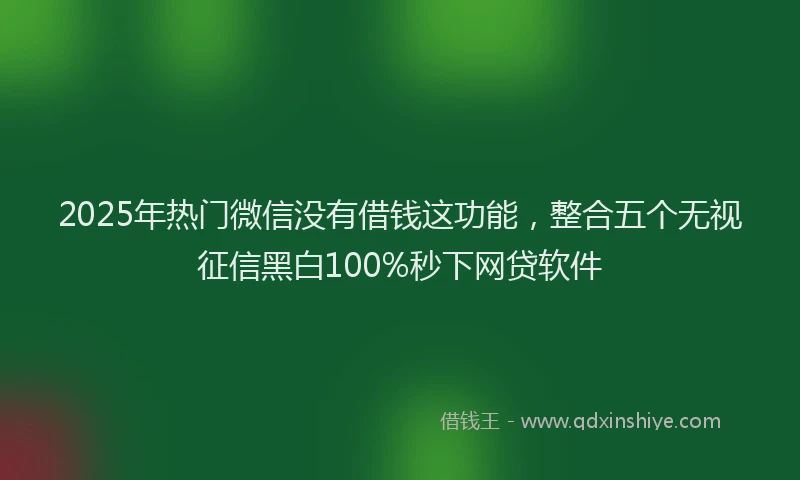 2025年热门微信没有借钱这功能，整合五个无视征信黑白100%秒下网贷软件