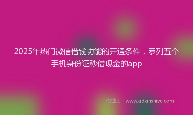 2025年热门微信借钱功能的开通条件，罗列五个手机身份证秒借现金的app