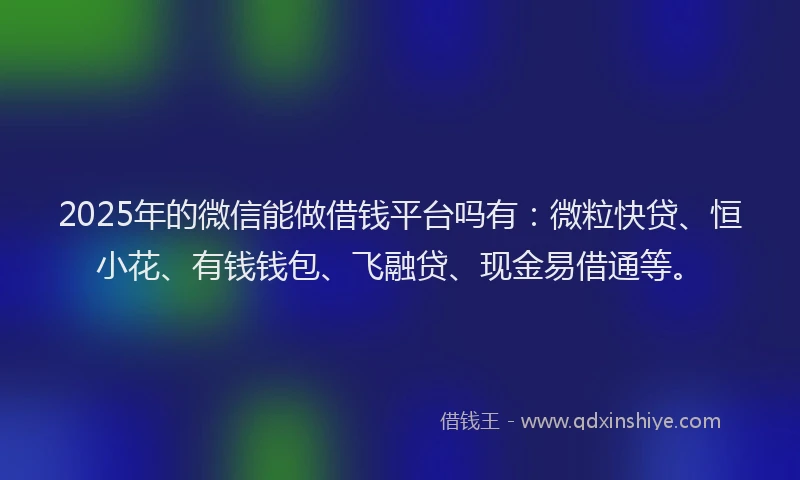 2025年的微信能做借钱平台吗有：微粒快贷、恒小花、有钱钱包、飞融贷、现金易借通等。