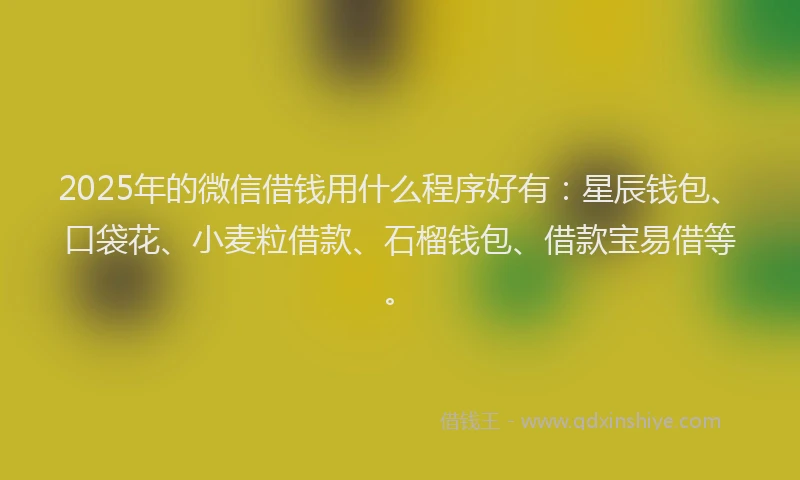 2025年的微信借钱用什么程序好有：星辰钱包、口袋花、小麦粒借款、石榴钱包、借款宝易借等。