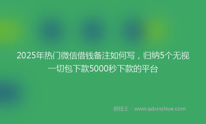 2025年热门微信借钱备注如何写，归纳5个无视一切包下款5000秒下款的平台