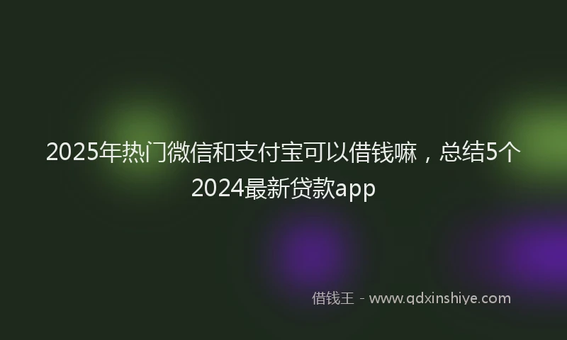 2025年热门微信和支付宝可以借钱嘛，总结5个2024最新贷款app