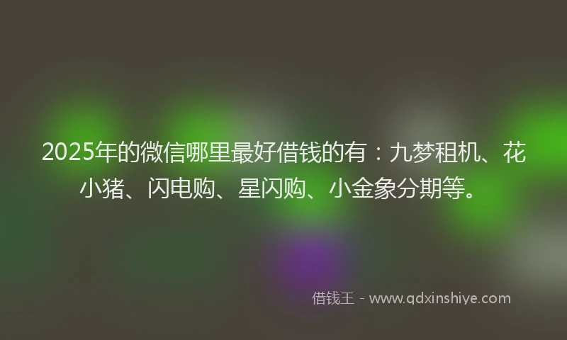 2025年的微信哪里最好借钱的有：九梦租机、花小猪、闪电购、星闪购、小金象分期等。