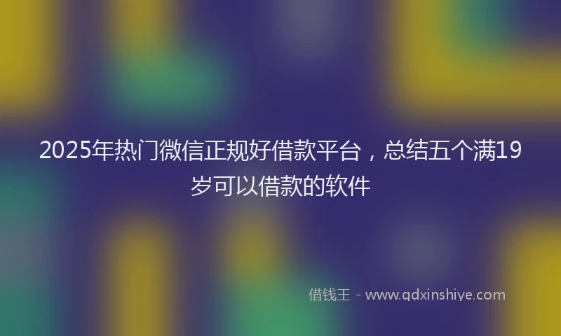 2025年热门微信正规好借款平台，总结五个满19岁可以借款的软件