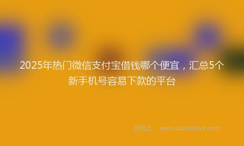 2025年热门微信支付宝借钱哪个便宜，汇总5个新手机号容易下款的平台