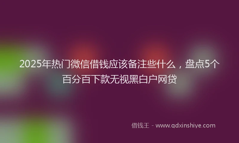 2025年热门微信借钱应该备注些什么，盘点5个百分百下款无视黑白户网贷