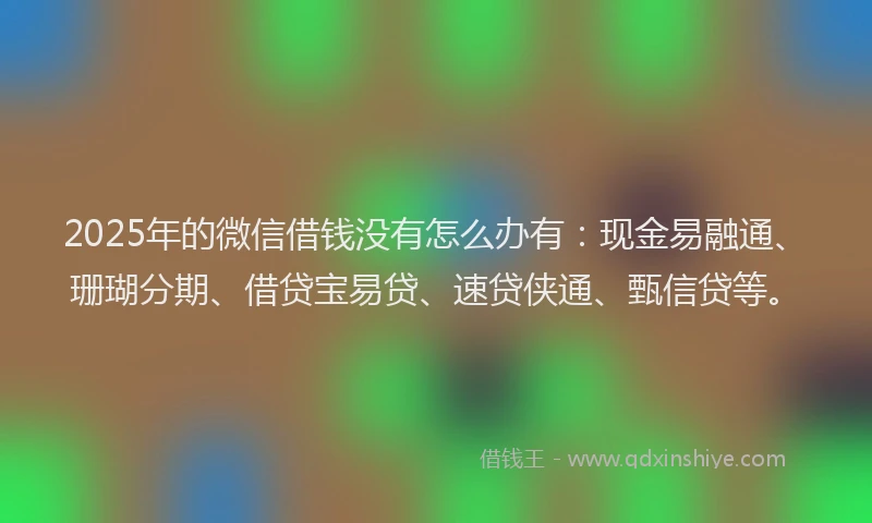 2025年的微信借钱没有怎么办有：现金易融通、珊瑚分期、借贷宝易贷、速贷侠通、甄信贷等。