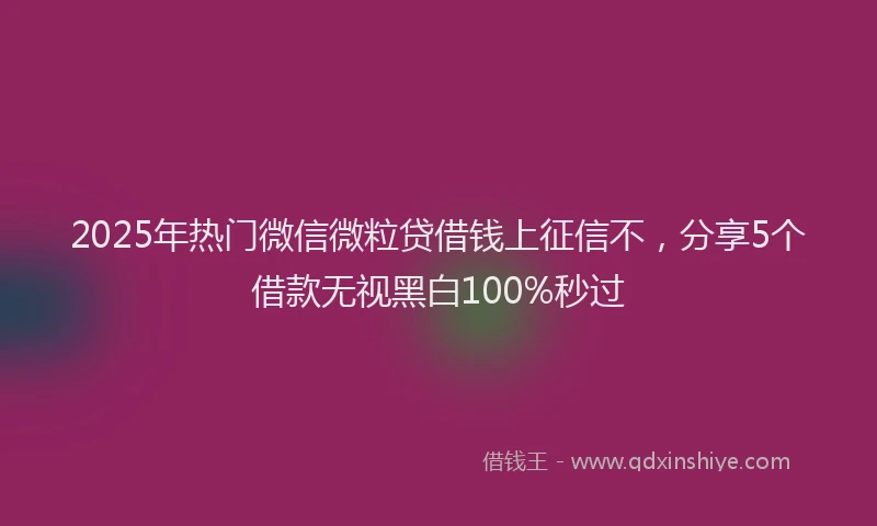 2025年热门微信微粒贷借钱上征信不，分享5个借款无视黑白100%秒过