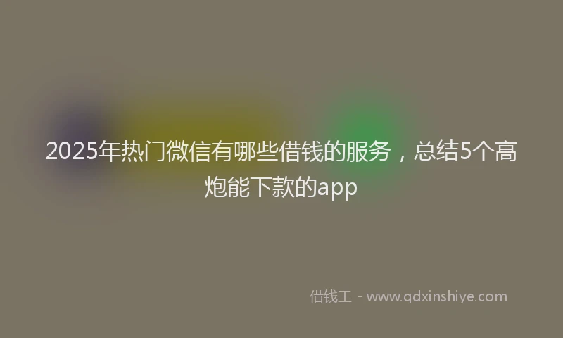 2025年热门微信有哪些借钱的服务，总结5个高炮能下款的app