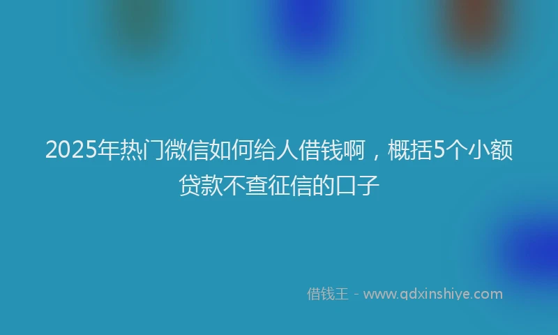 2025年热门微信如何给人借钱啊，概括5个小额贷款不查征信的口子