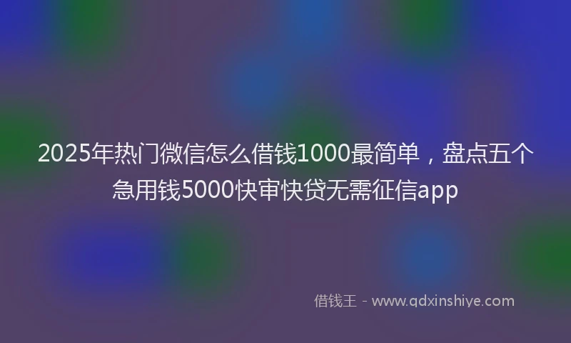 2025年热门微信怎么借钱1000最简单，盘点五个急用钱5000快审快贷无需征信app