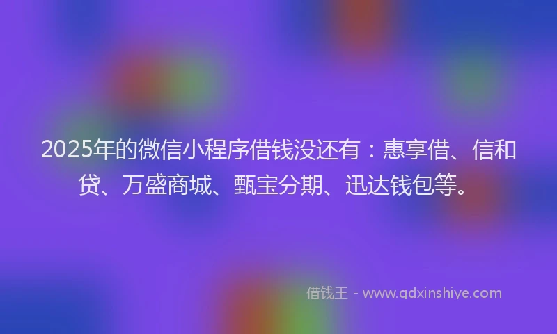 2025年的微信小程序借钱没还有：惠享借、信和贷、万盛商城、甄宝分期、迅达钱包等。