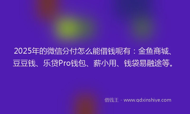 2025年的微信分付怎么能借钱呢有：金鱼商城、豆豆钱、乐贷Pro钱包、薪小用、钱袋易融途等。