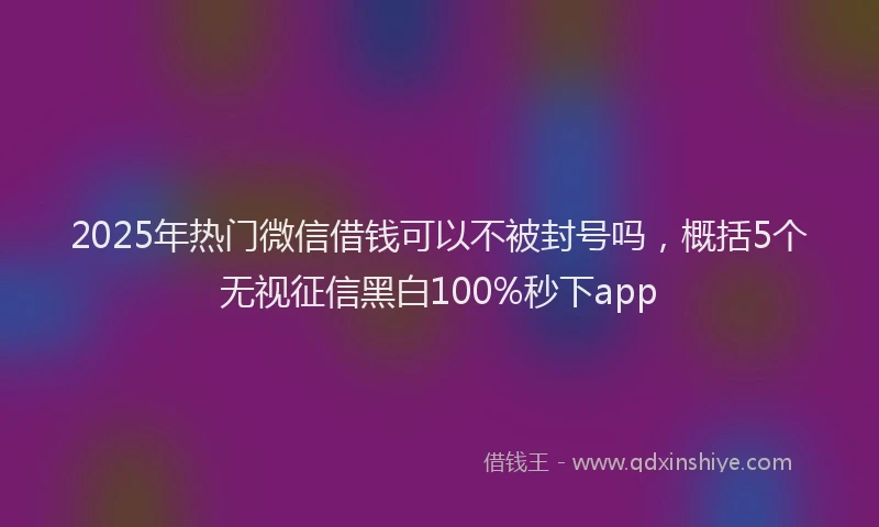 2025年热门微信借钱可以不被封号吗，概括5个无视征信黑白100%秒下app