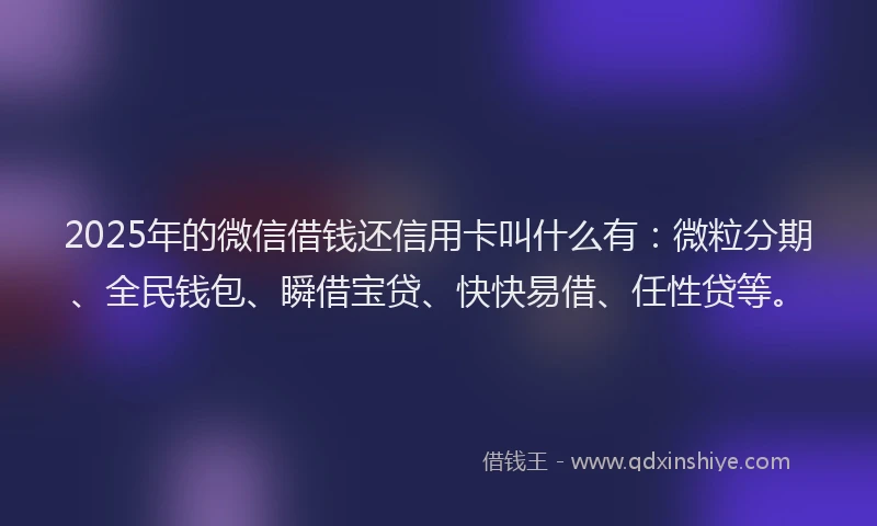 2025年的微信借钱还信用卡叫什么有：微粒分期、全民钱包、瞬借宝贷、快快易借、任性贷等。