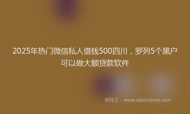 2025年热门微信私人借钱500四川，罗列5个黑户可以做大额贷款软件