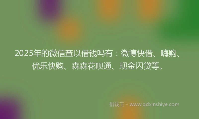 2025年的微信查以借钱吗有：微博快借、嗨购、优乐快购、森森花呗通、现金闪贷等。