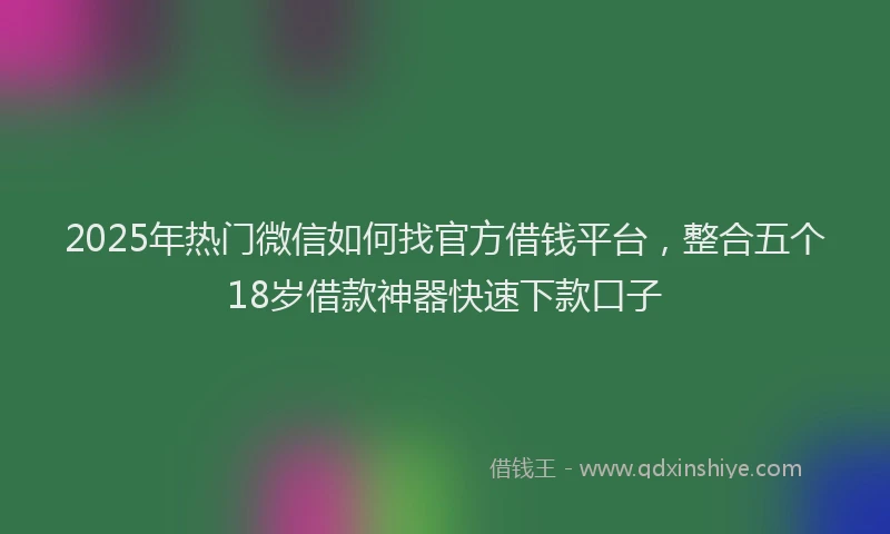 2025年热门微信如何找官方借钱平台，整合五个18岁借款神器快速下款口子