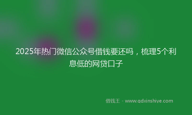 2025年热门微信公众号借钱要还吗，梳理5个利息低的网贷口子