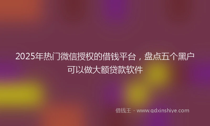 2025年热门微信授权的借钱平台，盘点五个黑户可以做大额贷款软件