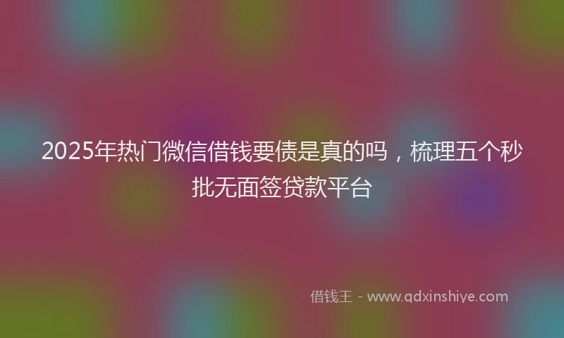 2025年热门微信借钱要债是真的吗，梳理五个秒批无面签贷款平台