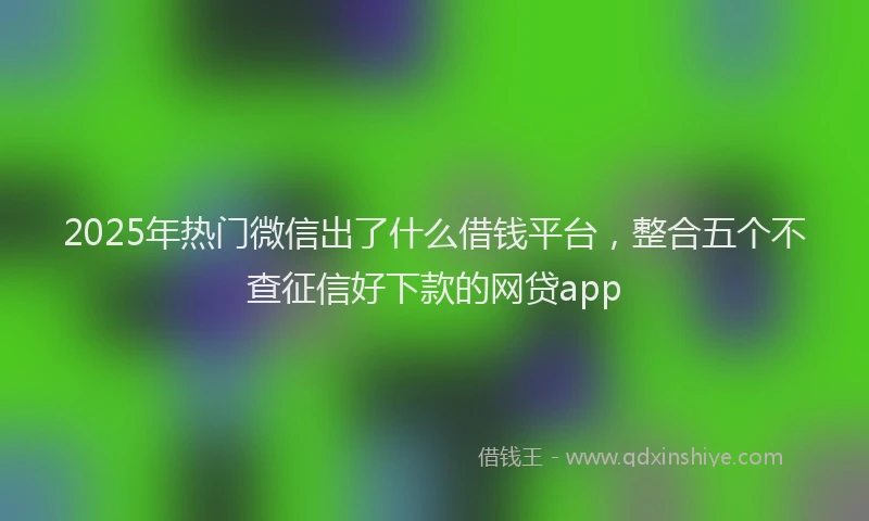 2025年热门微信出了什么借钱平台，整合五个不查征信好下款的网贷app