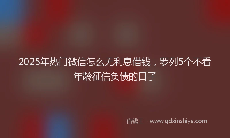 2025年热门微信怎么无利息借钱，罗列5个不看年龄征信负债的口子