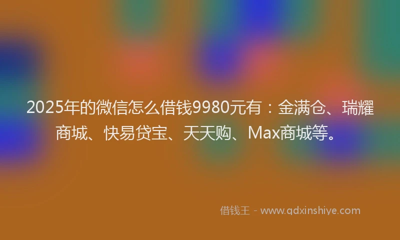 2025年的微信怎么借钱9980元有：金满仓、瑞耀商城、快易贷宝、天天购、Max商城等。