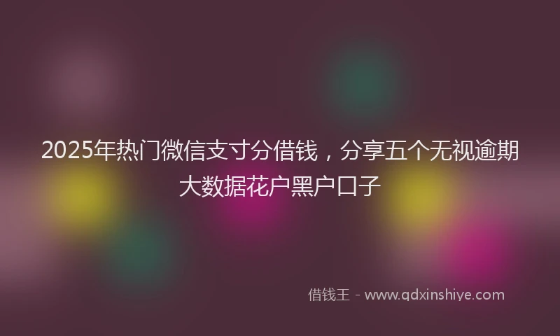 2025年热门微信支寸分借钱，分享五个无视逾期大数据花户黑户口子