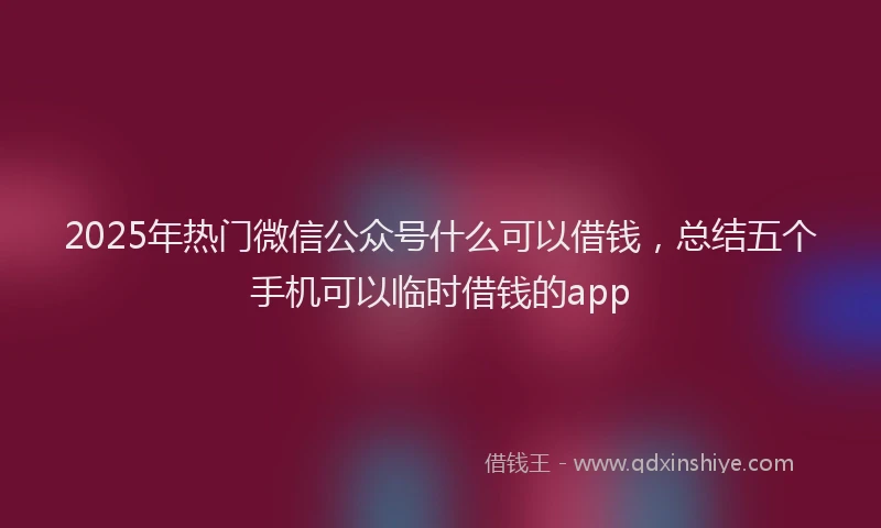 2025年热门微信公众号什么可以借钱，总结五个手机可以临时借钱的app