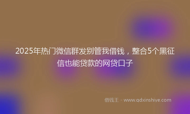 2025年热门微信群发别管我借钱，整合5个黑征信也能贷款的网贷口子