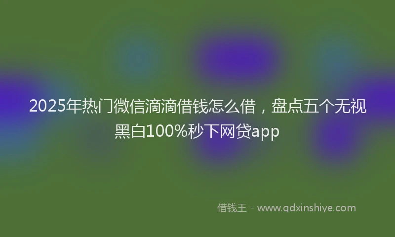 2025年热门微信滴滴借钱怎么借，盘点五个无视黑白100%秒下网贷app