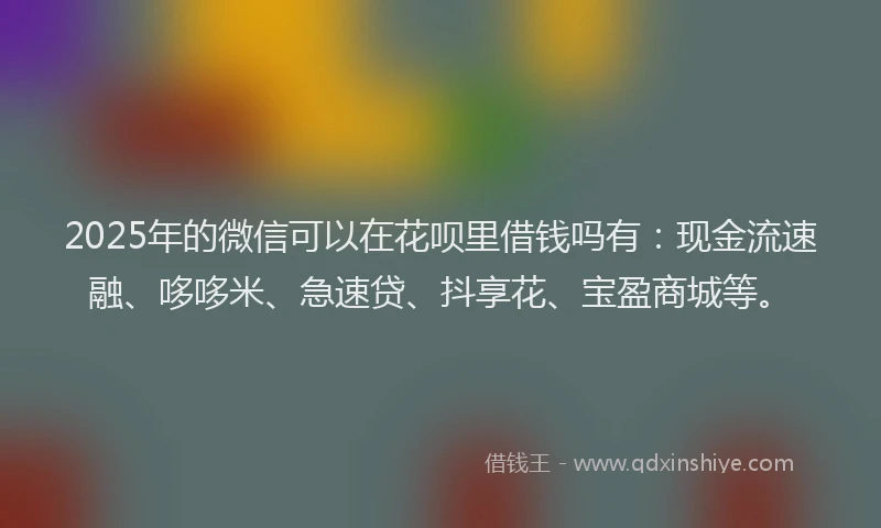 2025年的微信可以在花呗里借钱吗有：现金流速融、哆哆米、急速贷、抖享花、宝盈商城等。