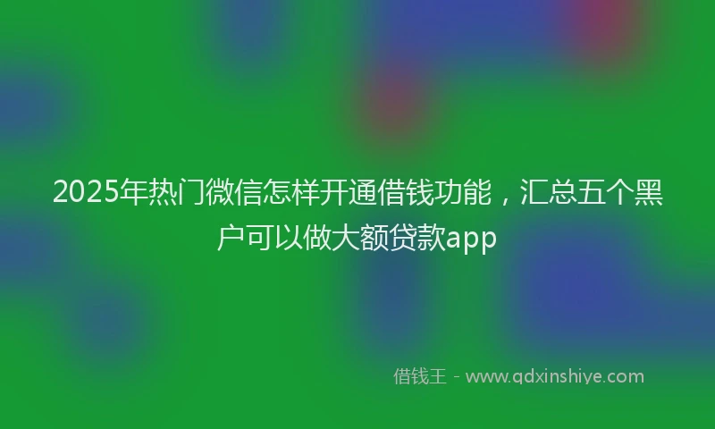 2025年热门微信怎样开通借钱功能，汇总五个黑户可以做大额贷款app