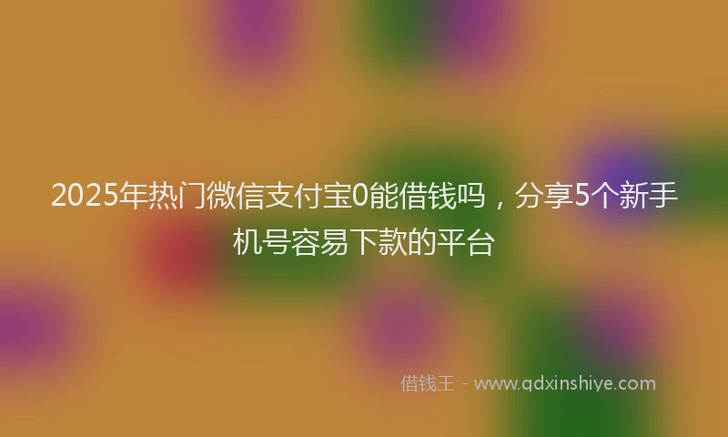 2025年热门微信支付宝0能借钱吗，分享5个新手机号容易下款的平台