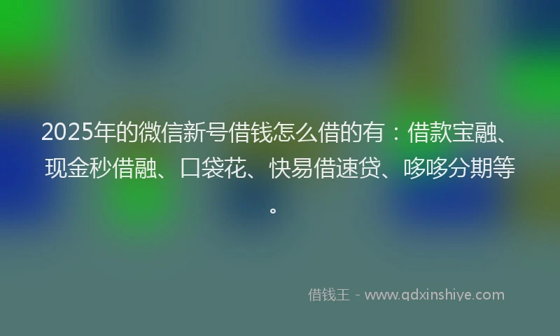 2025年的微信新号借钱怎么借的有：借款宝融、现金秒借融、口袋花、快易借速贷、哆哆分期等。