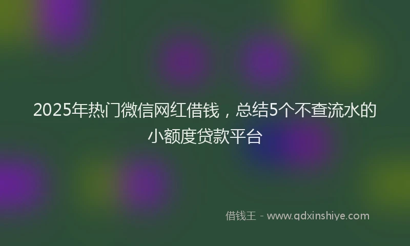 2025年热门微信网红借钱，总结5个不查流水的小额度贷款平台