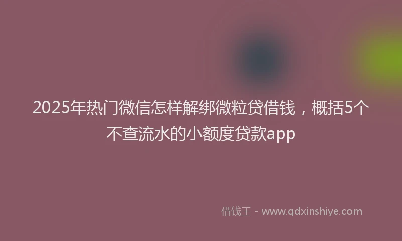 2025年热门微信怎样解绑微粒贷借钱，概括5个不查流水的小额度贷款app