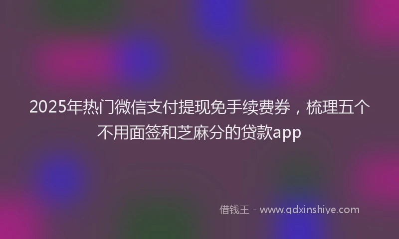 2025年热门微信支付提现免手续费券，梳理五个不用面签和芝麻分的贷款app