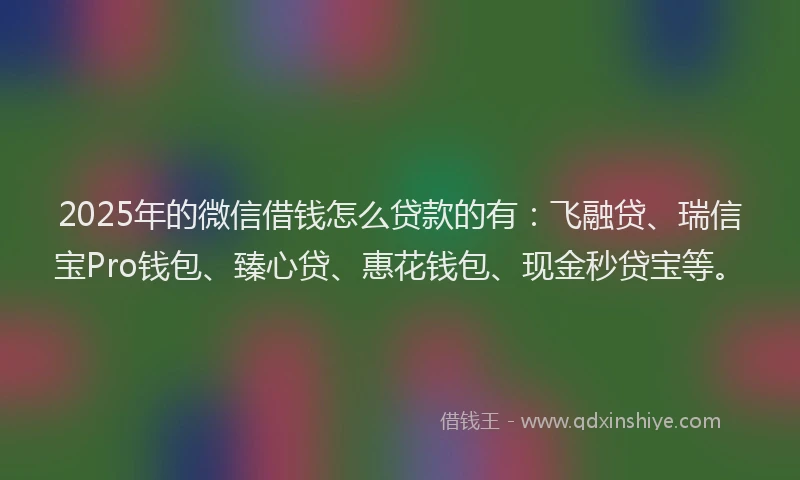 2025年的微信借钱怎么贷款的有：飞融贷、瑞信宝Pro钱包、臻心贷、惠花钱包、现金秒贷宝等。