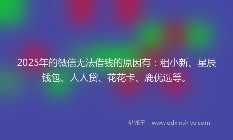 2025年的微信无法借钱的原因有：租小新、星辰钱包、人人贷、花花卡、鹿优选等。